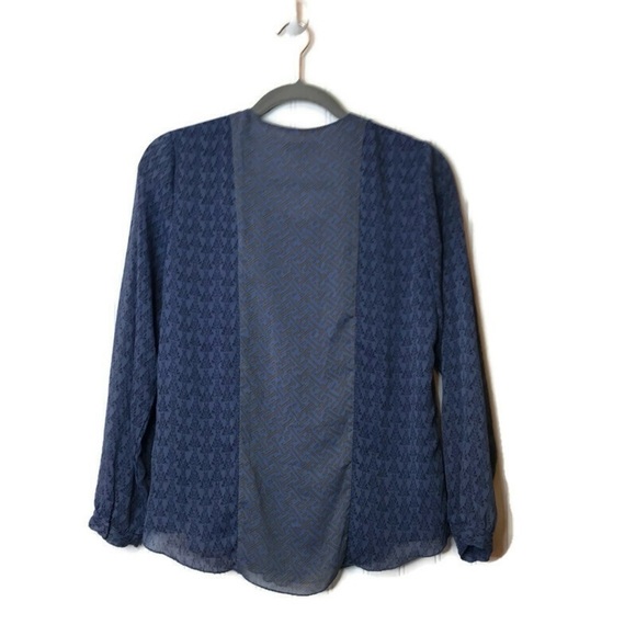 Coldwater Creek Boho‎ Beaded Top Size PS (6-8) Blue Long Sleeves Lined Pleated - Picture 2 of 11